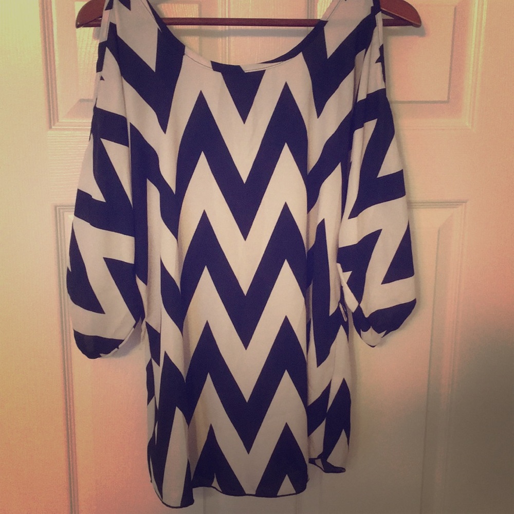 Navy blue and white blouse by Charlotte Russe.